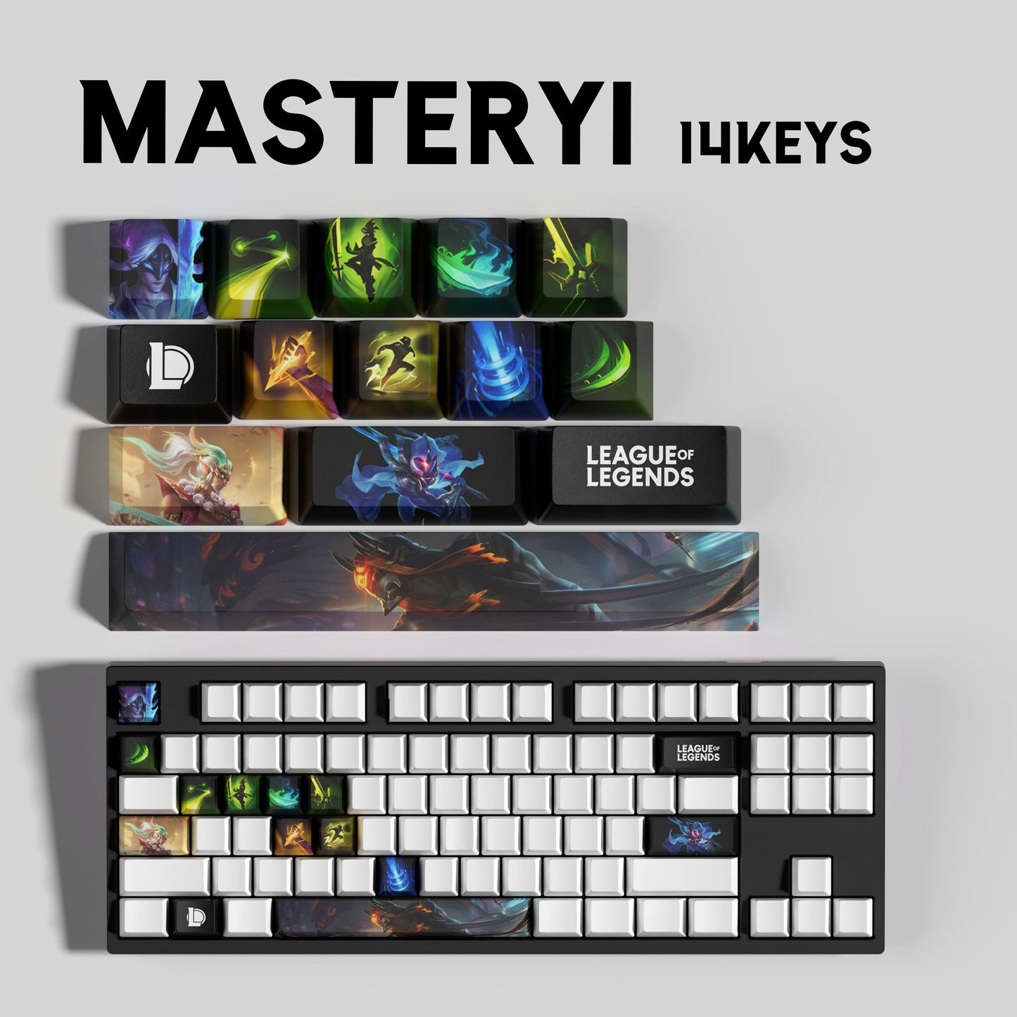 Master Yi Theme Keycaps – 14-Piece Artisan Set for MX Keyboards