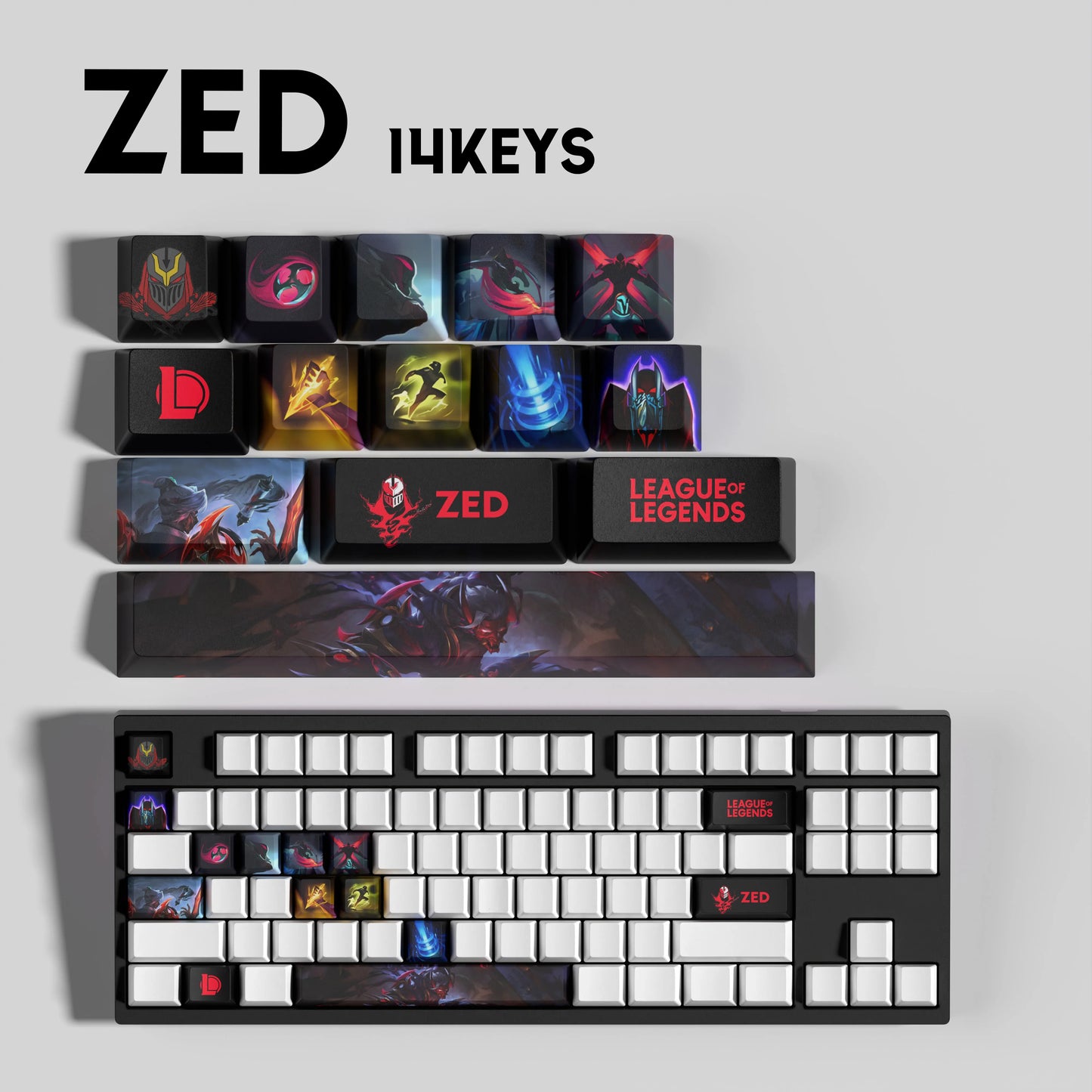 Zed Theme Keycaps – 14-Piece Artisan Set for MX Keyboards
