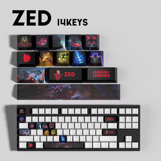 Zed Theme Keycaps – 14-Piece Artisan Set for MX Keyboards