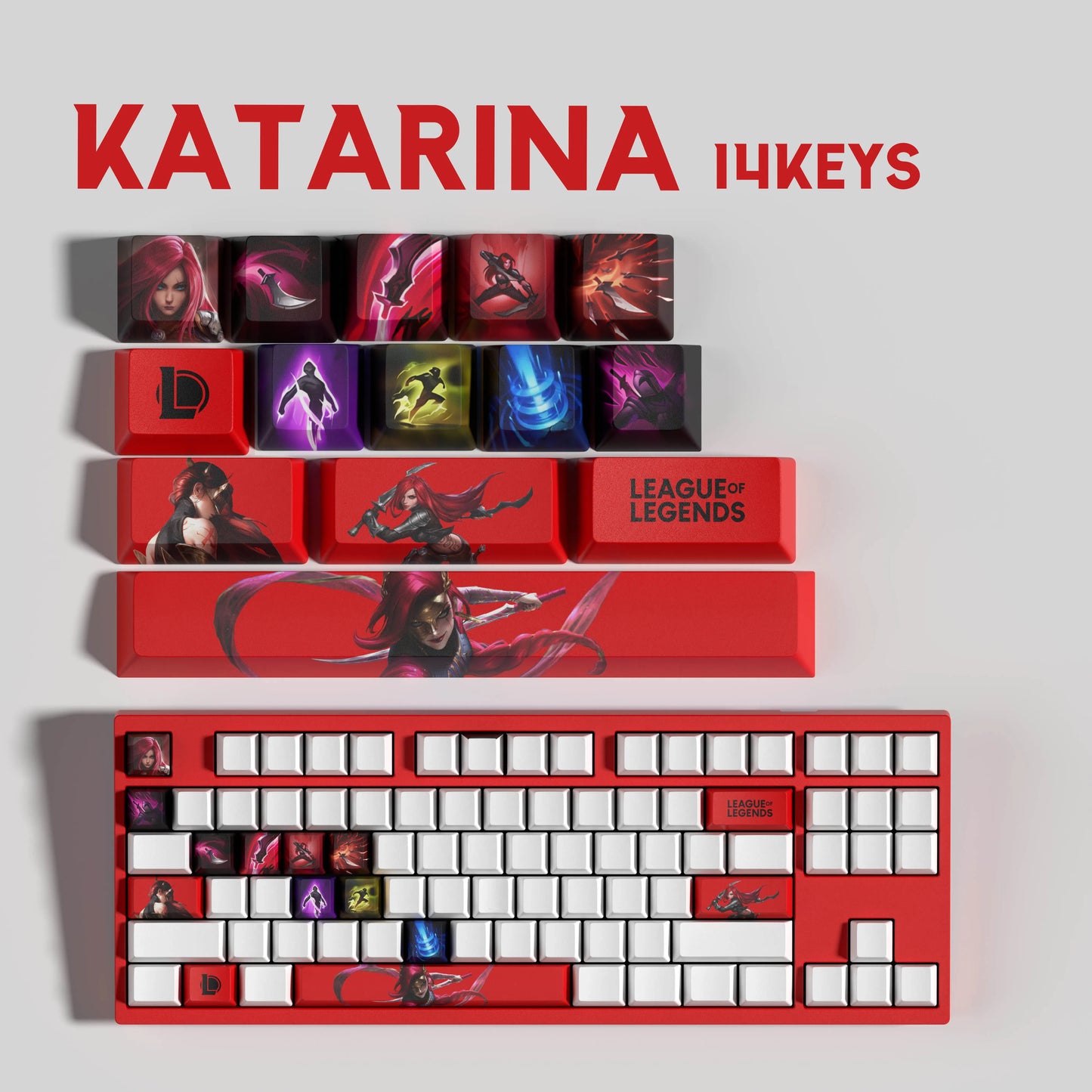 Katarina Theme Keycaps – 14-Piece Artisan Set for MX Keyboards