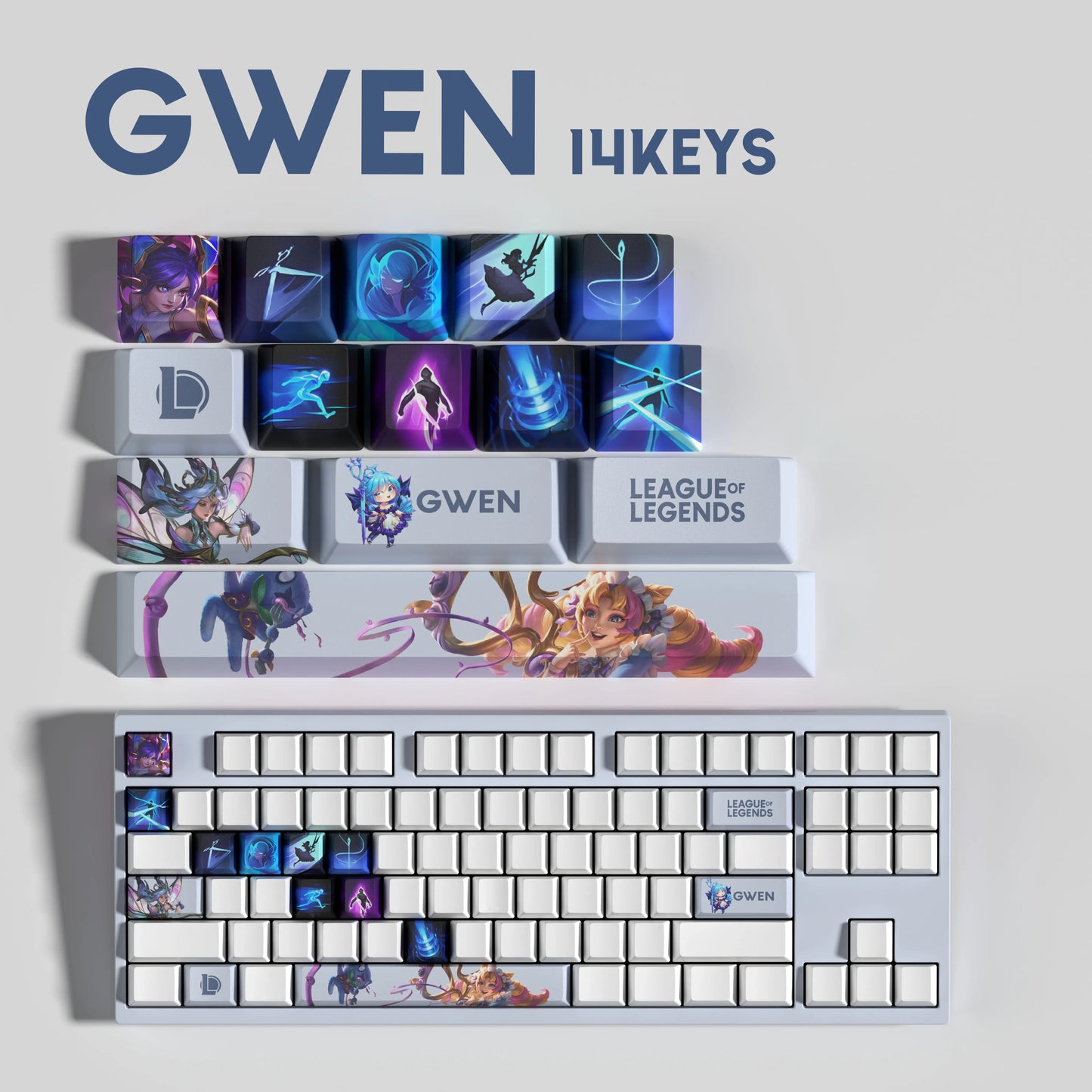 Gwen Theme Keycaps – 14-Piece Artisan Set for MX Keyboards