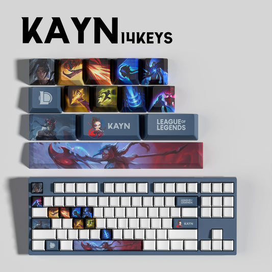 Kayn Theme Keycaps – 14-Piece Artisan Set for MX Keyboards