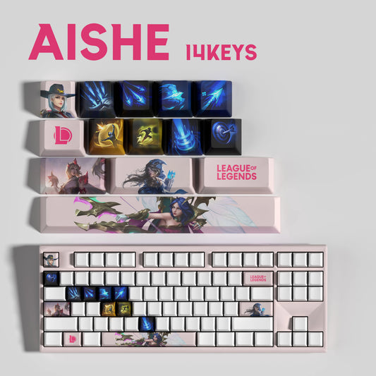 Ashe Theme Keycaps – 14-Piece Artisan Set for MX Keyboards