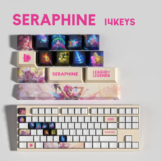 Seraphine Theme Keycaps – 14-Piece Artisan Set for MX Keyboards