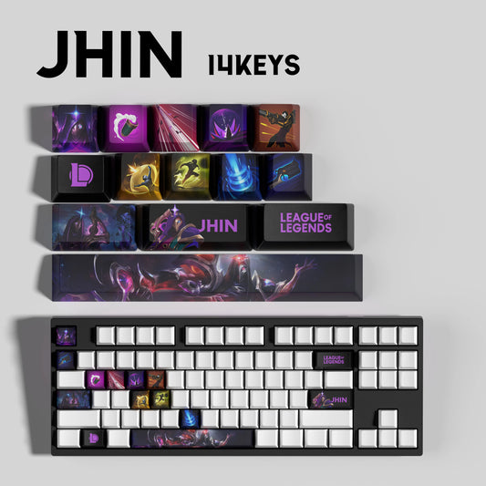 Jhin Theme Keycaps – 14-Piece Artisan Set for MX Keyboards