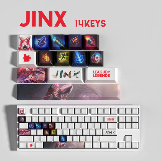 Jinx Theme Keycaps – 14-Piece Artisan Set for MX Keyboards