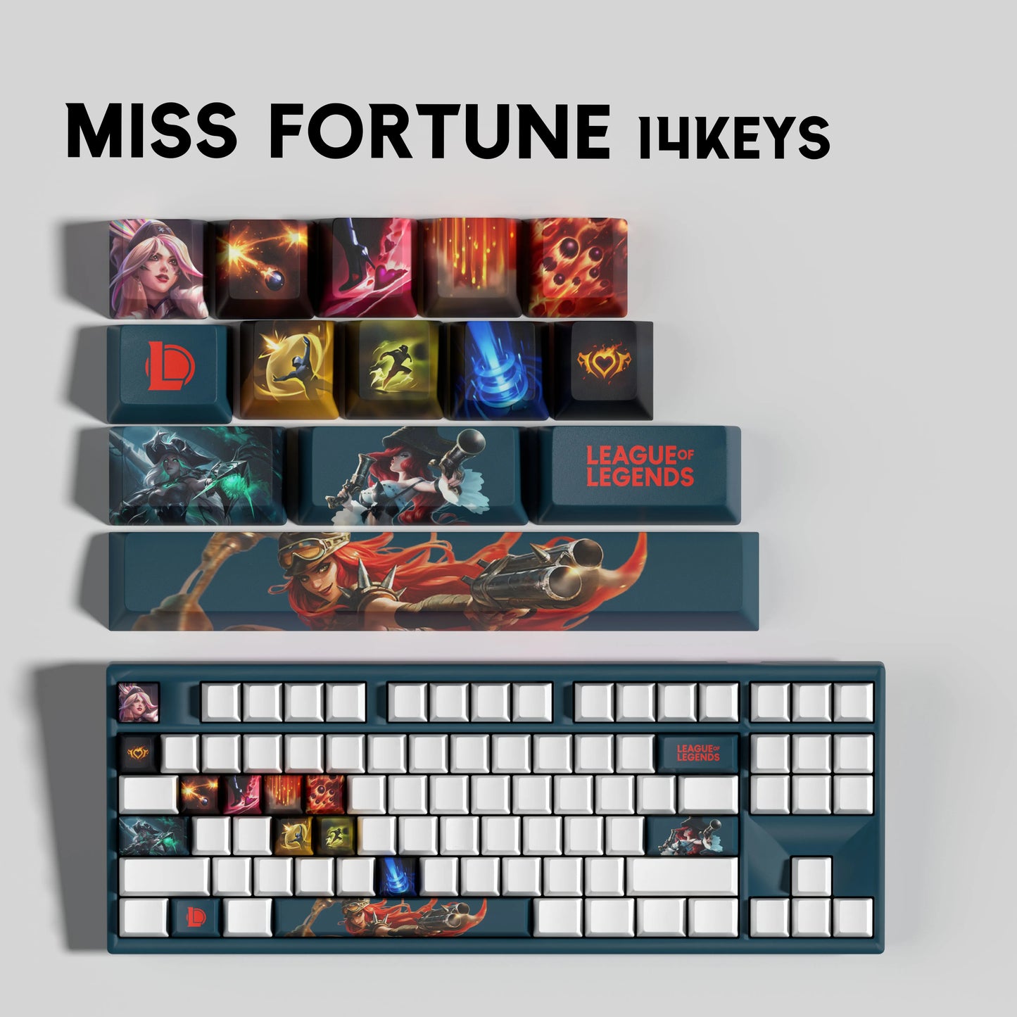 Miss Fortune Theme Keycaps – 14-Piece Artisan Set for MX Keyboards